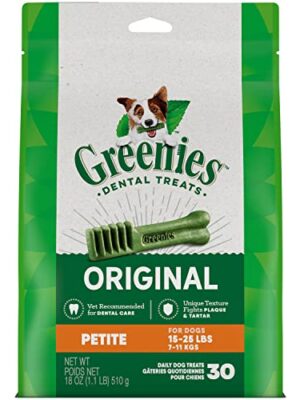 GREENIES Original Petite Natural Dental Care Dog Treats, 18 oz. Pack (30 Treats)