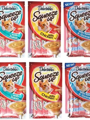 Delectables Squeeze Up Hartz Cat Treats Variety 6 Pouch Bundle of 3