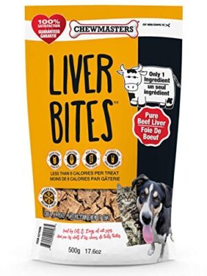 Chewmasters 100% Pure Beef Liver Bites, Dried Dog Treats, 17.6 oz,