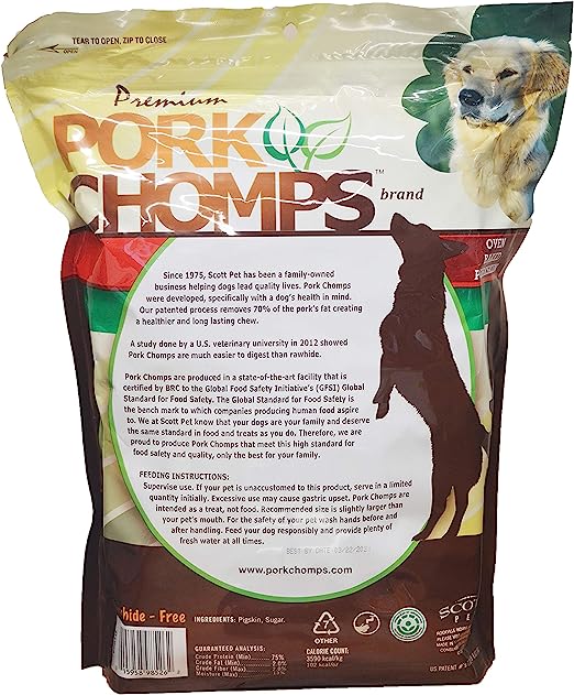 Pork Chomps Baked Pork Skin Dog Chews, 18 Count