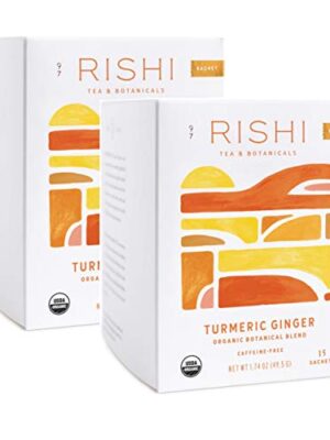 Rishi Tea Turmeric Ginger Herbal Tea, 15 Sachet Bags, 1.75 oz (Pack of 2)