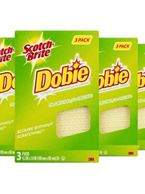 3M Scotch-Brite Dobie All Purpose Pads, 3Count (Pack of 4) Total 12 Pads