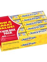 JUICY FRUIT Original Bubble Chewing Gum, 5 Stick (40 Packs)