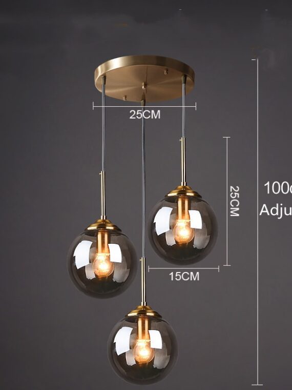Cognac Smoky Gray Clear Glass Ball LED