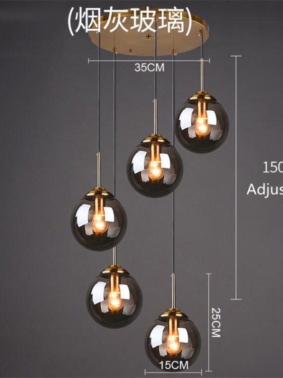 Cognac Smoky Gray Clear Glass Ball LED