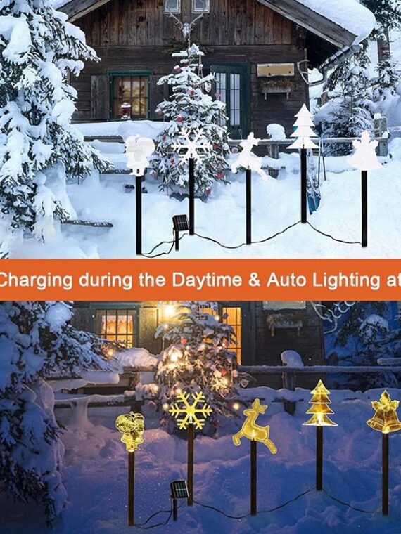 5 Pack Solar Christmas Stake Light Outdoor