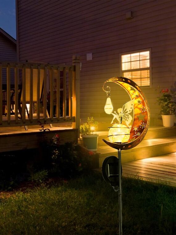 Led Solar Lamp Wrought Iron Hollow Elf