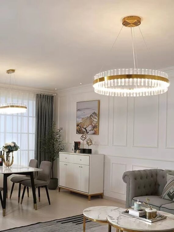 Modern crystal chandelier living room
