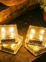 4pcs Solar Led Light Clear Ice Cube Lights Outdoor