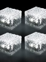4pcs Solar Led Light Clear Ice Cube Lights Outdoor