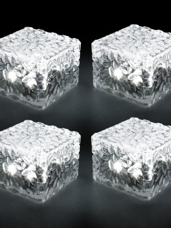 4pcs Solar Led Light Clear Ice Cube Lights Outdoor