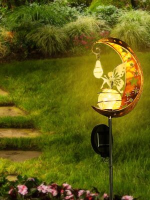 Led Solar Lamp Wrought Iron Hollow Elf