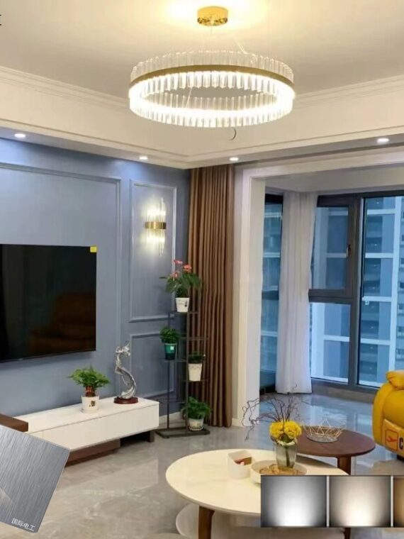 Modern crystal chandelier living room