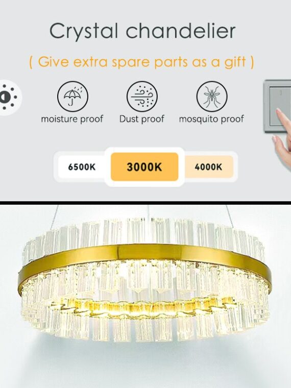 Modern crystal chandelier living room