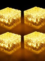 4pcs Solar Led Light Clear Ice Cube Lights Outdoor