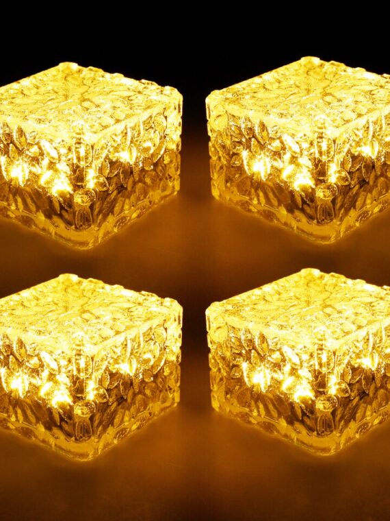 4pcs Solar Led Light Clear Ice Cube Lights Outdoor