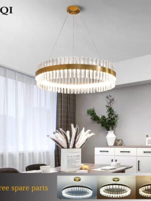 Modern crystal chandelier living room