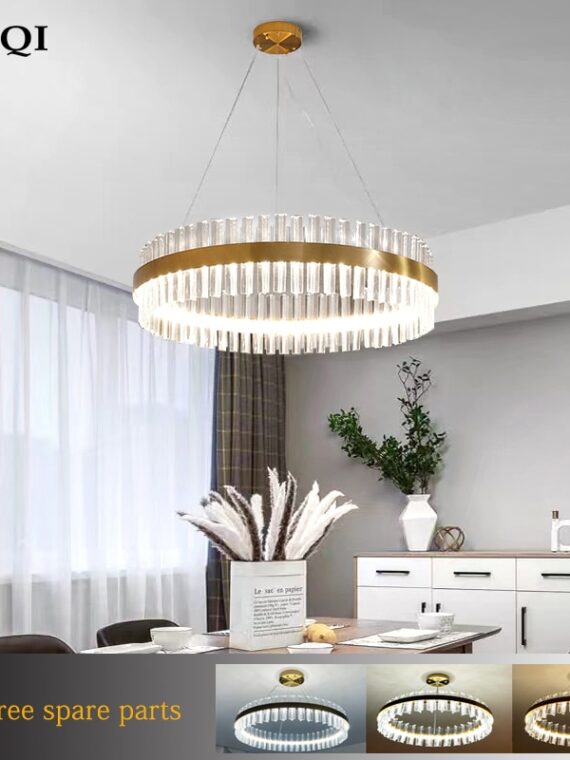 Modern crystal chandelier living room