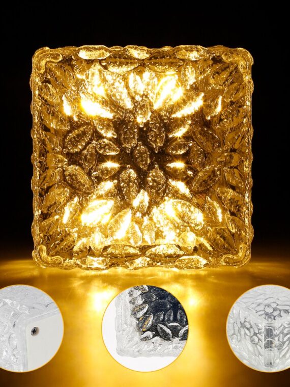 4pcs Solar Led Light Clear Ice Cube Lights Outdoor