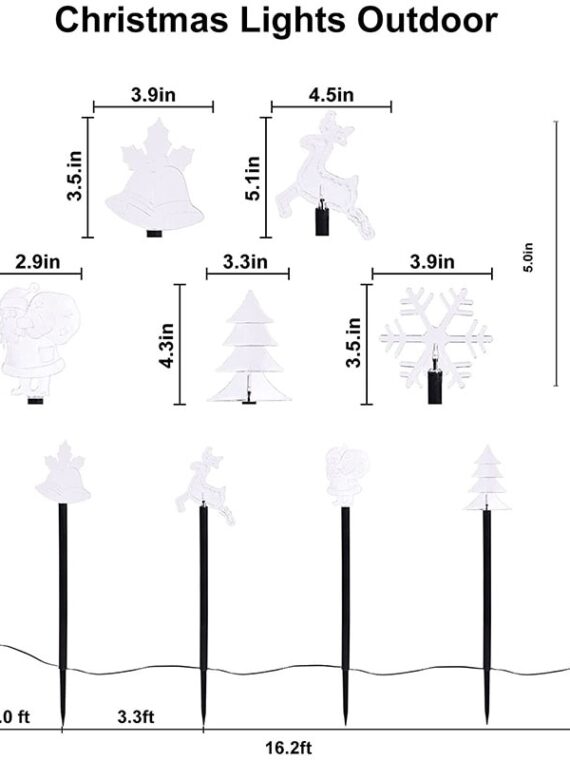 5 Pack Solar Christmas Stake Light Outdoor