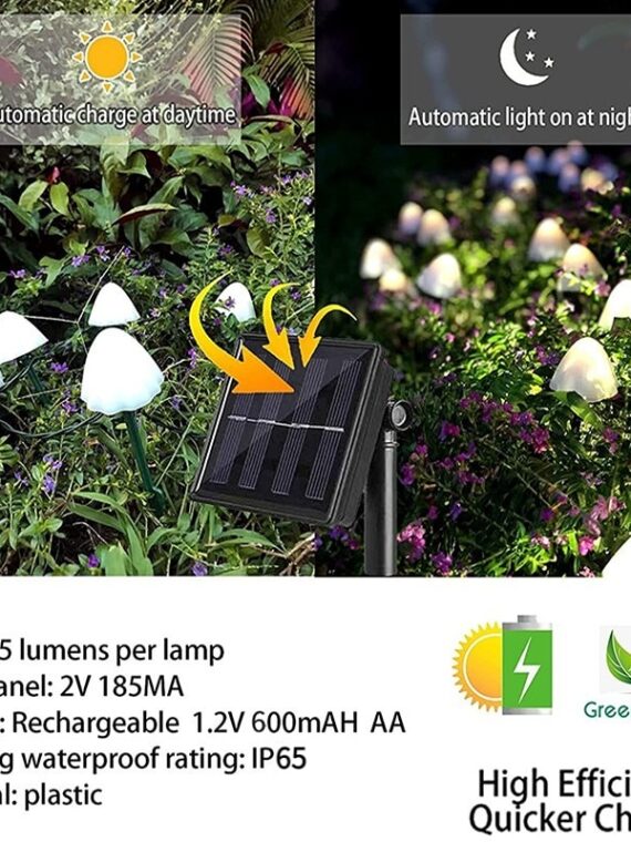 LED Solar String Lights Waterproof Mushroom