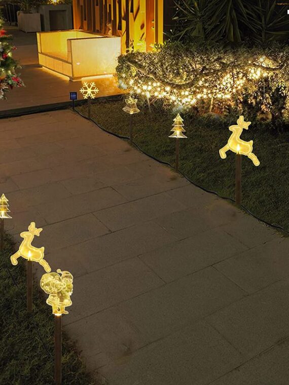 5 Pack Solar Christmas Stake Light Outdoor