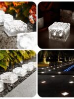 4pcs Solar Led Light Clear Ice Cube Lights Outdoor