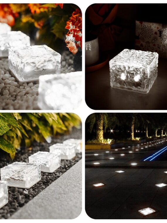 4pcs Solar Led Light Clear Ice Cube Lights Outdoor
