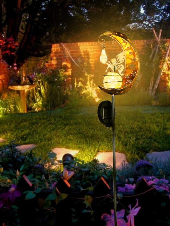 Led Solar Lamp Wrought Iron Hollow Elf