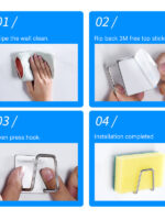 Kitchen Organizer Sponge Holder Soap Drying Rack Self Adhesive Sink Drain Racks Stainless Steel Sink Wall Storage Racks Hooks