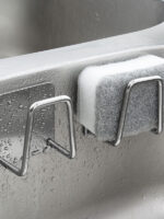 Kitchen Organizer Sponge Holder Soap Drying Rack Self Adhesive Sink Drain Racks Stainless Steel Sink Wall Storage Racks Hooks