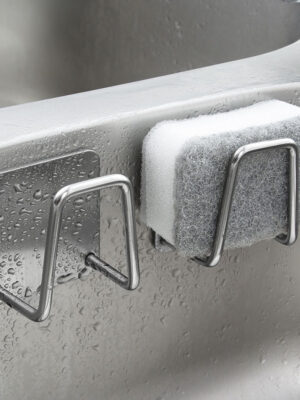 Kitchen Organizer Sponge Holder Soap Drying Rack Self Adhesive Sink Drain Racks Stainless Steel Sink Wall Storage Racks Hooks